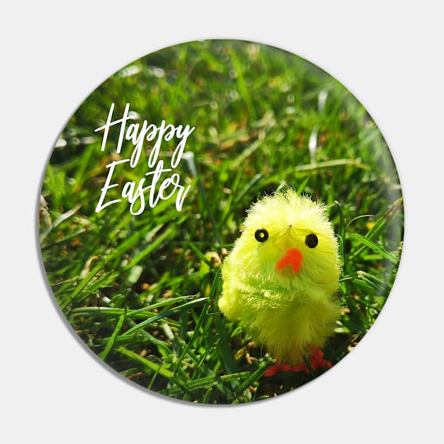 Happy Easter | Easter Chick in the Grass Pin by stuartjsharples