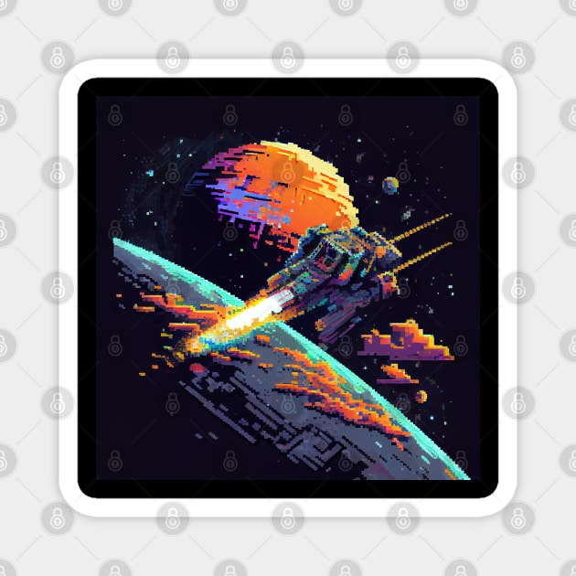 Spaceship PixelArt Magnet by Legendary T-Shirts