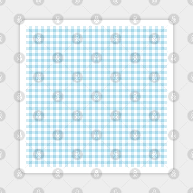 Gingham Light Blue - White Magnet by sorbetedelimon