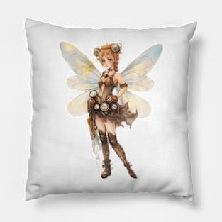 Watercolor Steampunk Fairy Girl #8 Pillow