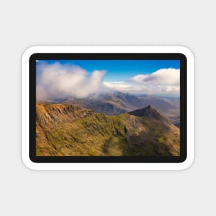 Crib y Drysgol and Crib Goch from Snowdon summit Magnet