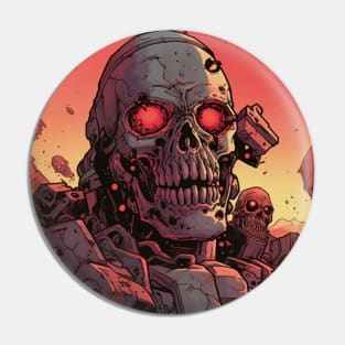 Post Apocalyptic Wastelands Cyborg Commando Exterminator Pin