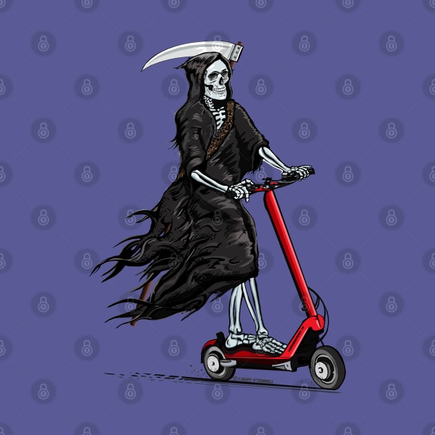 Death Rides A Lively E-Scooter by FanboyMuseum