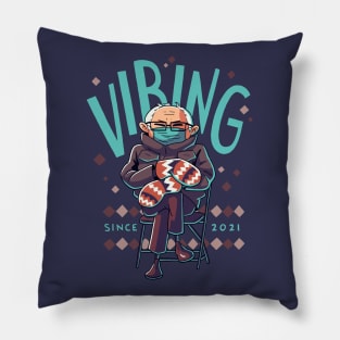 Bernie Sanders Vibing since 2021 Mittens Meme Pillow