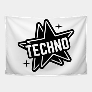 TECHNO  - Double Stars Logo (black) Tapestry