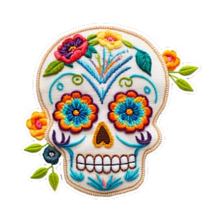 Dia De los muertos in fake embroidery T-Shirt