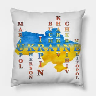 Ukrainian cities suffering during the war Pillow