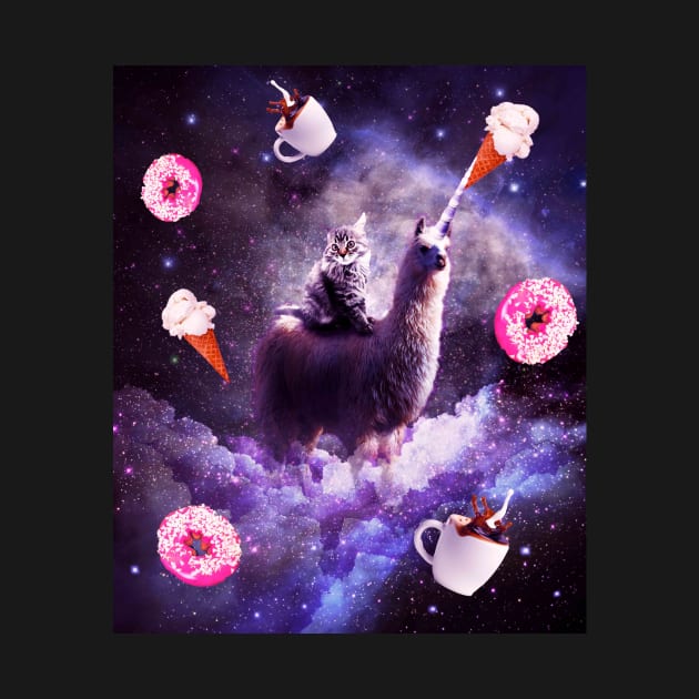 Outer Space Cat Riding Llama Unicorn - Donut by Random Galaxy