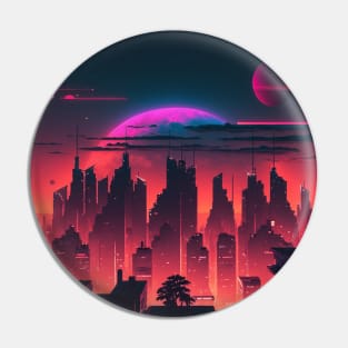 Cyberpunk City By Night Pin