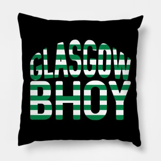 GLASGOW BHOY, Glasgow Celtic Football Club Green and White Hooped Text Design Pillow