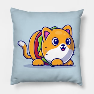 Cute Burger Cat Cartoon Pillow