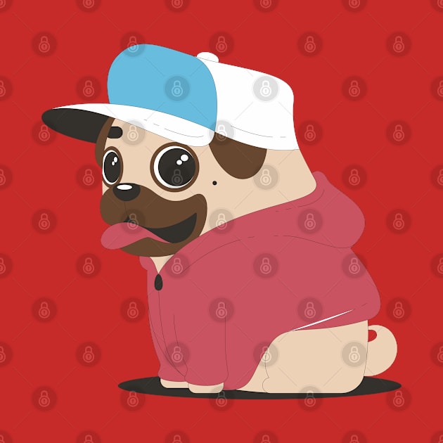 Pug With Cap by Mako Design 