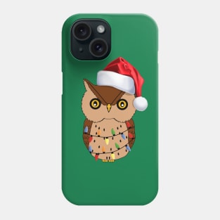 Funny Owl Christmas Lights Santa Hat Xmas Owl Lover Gifts Phone Case