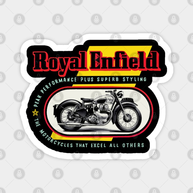 The Gorgeous Royal Enfield Cafe racer Motorcycles Magnet by MotorManiac