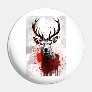 Red Deer Ink Painting Pin