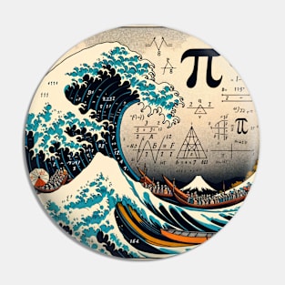 Pi Day Tsunami: Kanagawa Wave Meets Mathematics Pin