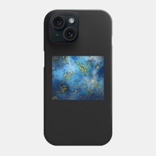 Blue Marble with Gold Veins Phone Case