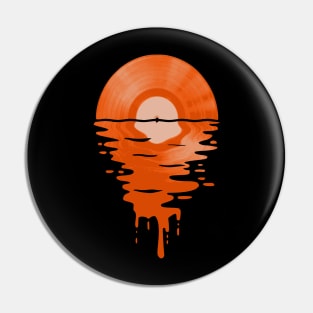 Cool Music Vinyl Retro Orange Pin