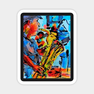 Saxophone Player Music Jazz Blues Abstract Art Magnet