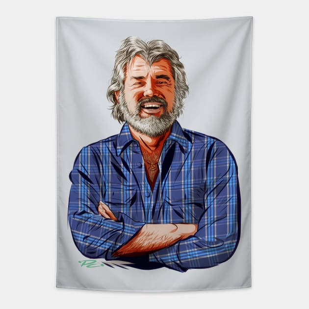 Kenny Rogers - An illustration by Paul Cemmick Tapestry by PLAYDIGITAL2020