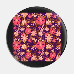 Pastel Color Floral Pattern - Pink Brown Purple Pin