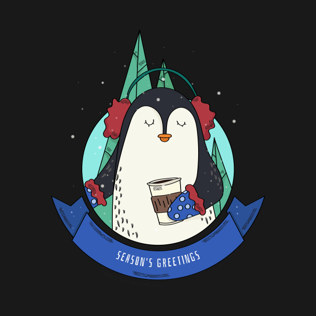 Seasons Greetings Penguin by Evlar