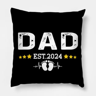 Dad Est 2024 New Dad Gift for Dad Anniversary Father Men Pillow