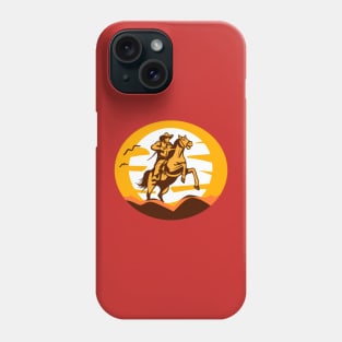 Cowboy on his rearing horse Phone Case