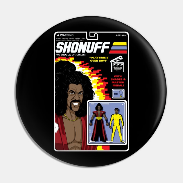 Shonuff Action Figure Pin by BlackActionTeesOnDemand