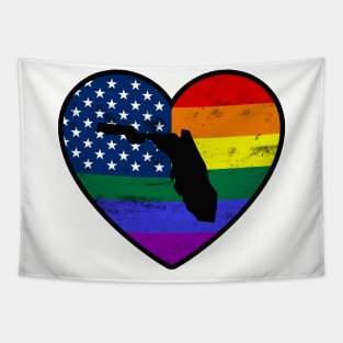 Florida United States Gay Pride Flag Heart Tapestry