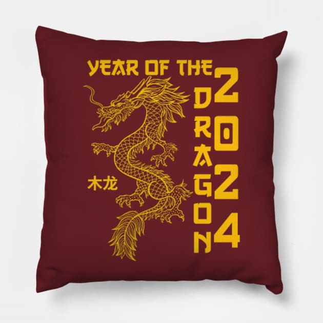 Lunar New Year 2024 The Year Of Dragon 2024 Men Women Kids Pillow by AimArtStudio