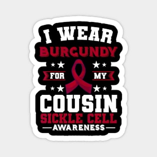 Sickle Cell Disease SCD Burgundy Awareness Ribbon Cousin Magnet