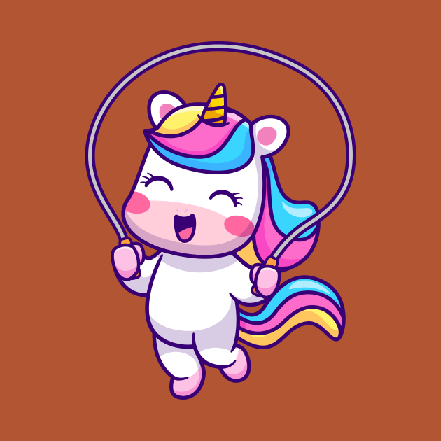 Cute Unicorn Playing Jump Rope Cartoon by Catalyst Labs