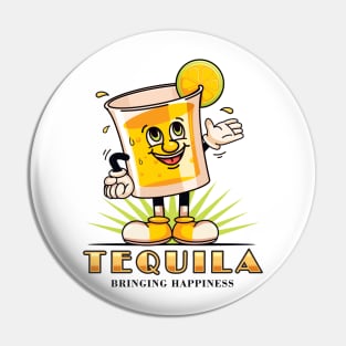 Tequila, a cute tequila glass cartoon mascot Pin