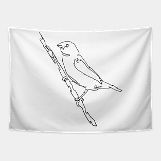 Bird on Branch Black Lineart Tapestry