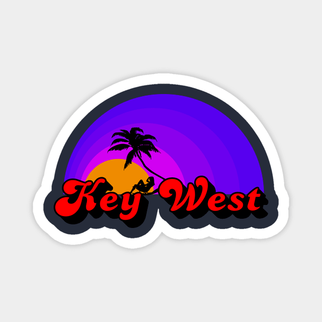 Key West Retro Sunset Magnet by Brobocop