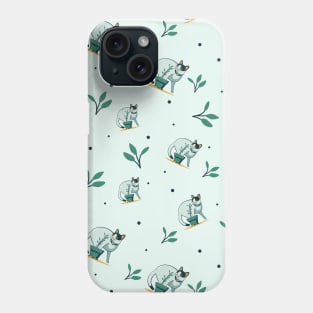 Pissing cat in plants pattern Phone Case