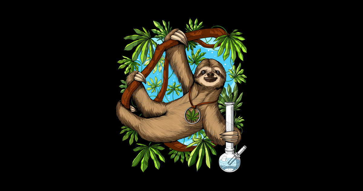 Sloth Stoner Smoking Weed - Sloth Weed - T-Shirt | TeePublic