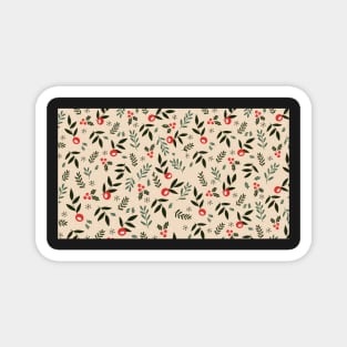 red winter berries floral pattern Magnet