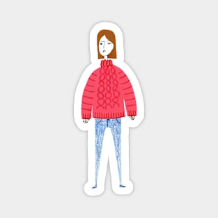 Girl in comfy clothes Magnet