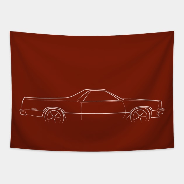 1987 Chevy El Camino - profile stencil, white Tapestry by mal_photography