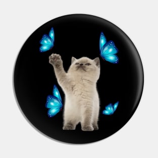 Cute White Cat With Butterfly Cat adoption For Cat Lover Pin