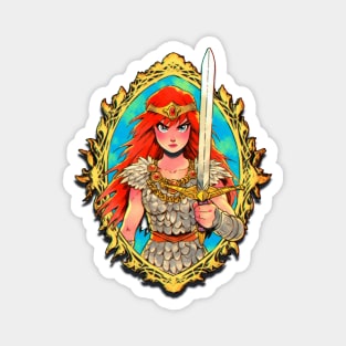 Red Sonja Anime Watercolor Crest Magnet