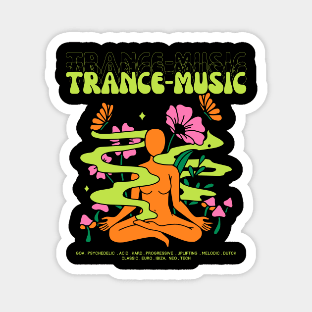 TRANCE - Music Meditation  (green/orange) Magnet by DISCOTHREADZ 