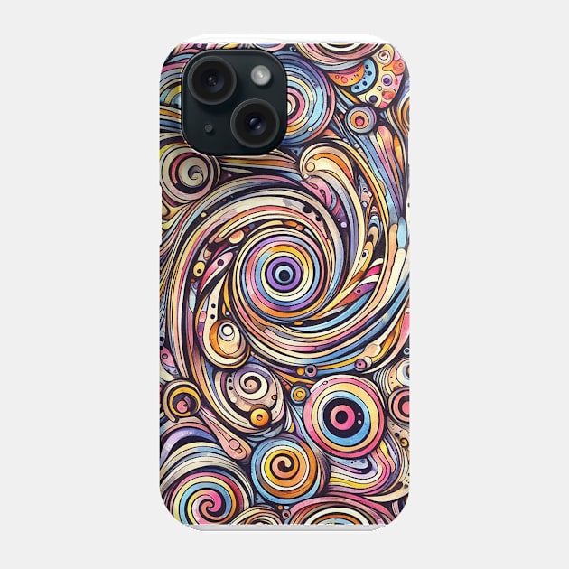 Psychedelic looking abstract illustration of geometric swirls Phone Case by WelshDesigns