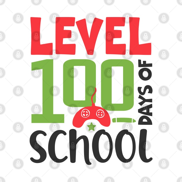 Level 100 Video Gaming 100 days of school boys girls gift by BadDesignCo