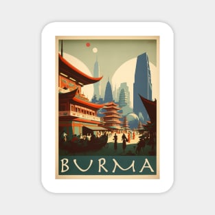 Burma Vintage Travel Art Poster Magnet