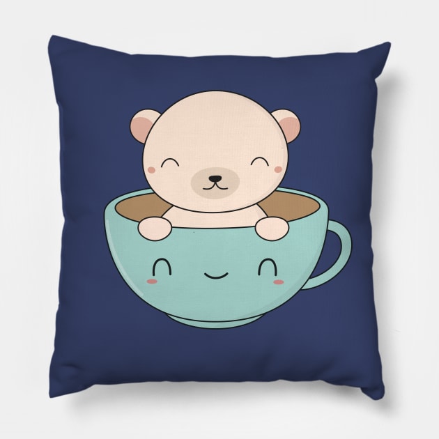 Kawaii Cute Polar Bear Pillow by happinessinatee