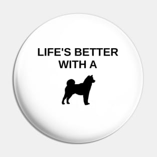 Lifes Better With A Shiba Inu silhouette Pin