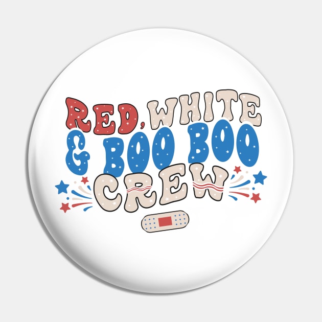 Red, White & Boo Boo Crew Nurse Pin by EvetStyles